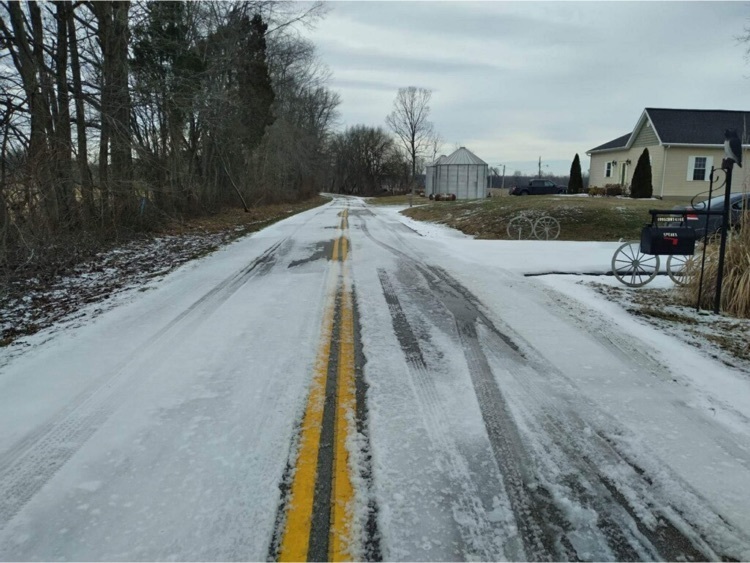 ice covered road